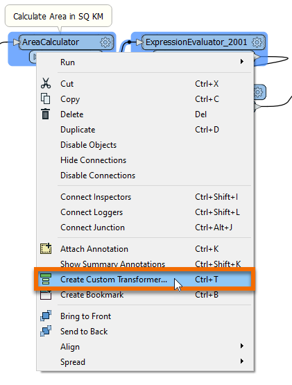 Right-click > Create Custom Transformer